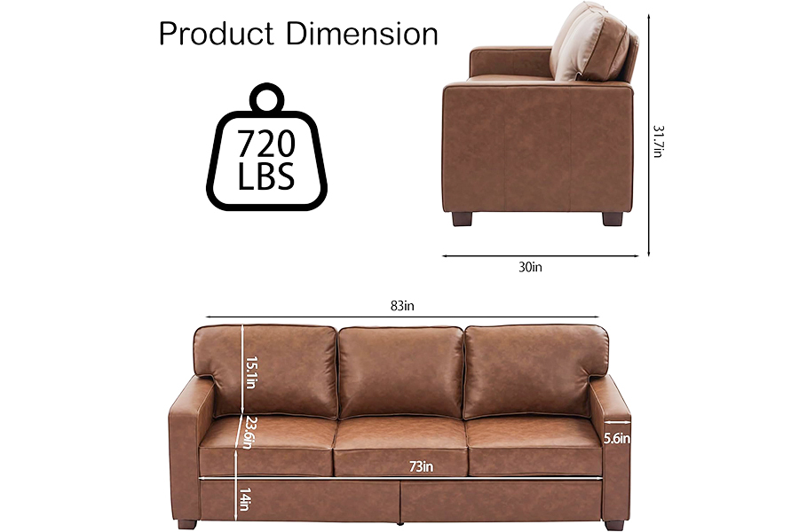 Sofa Kulit Imitasi PU, Kursi (SF021-BR-S)/Kursi Empuk(SF021-BR-M)/Sofa(SF021-BR-L)