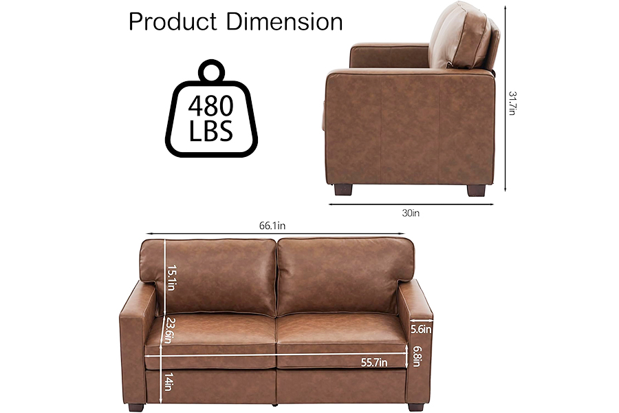Sofa Kulit Imitasi PU, Kursi (SF021-BR-S)/Kursi Empuk(SF021-BR-M)/Sofa(SF021-BR-L)