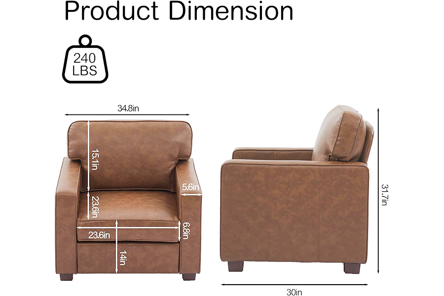 Sofa Kulit Imitasi PU, Kursi (SF021-BR-S)/Kursi Empuk(SF021-BR-M)/Sofa(SF021-BR-L)